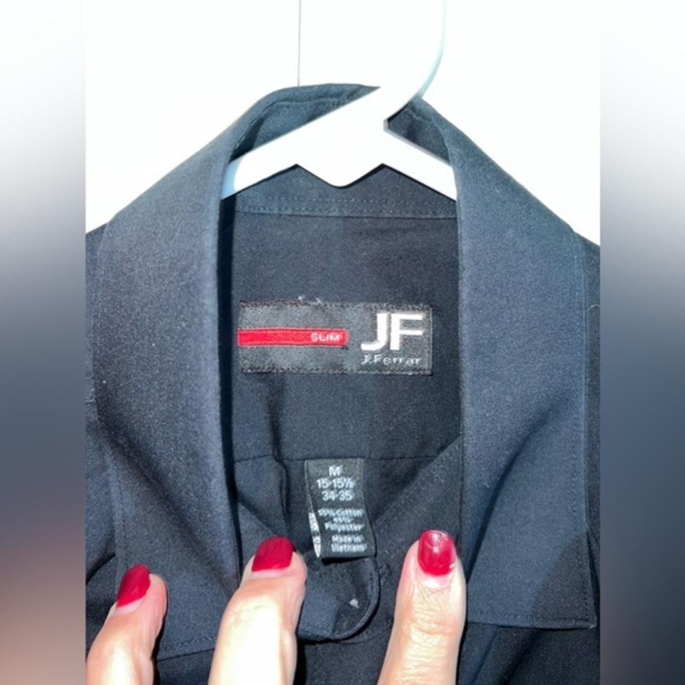 JF J.Ferrar Mens Dress Shirt. Slim Fit.  Color: Black. M 15-15 1/2, 34-35.